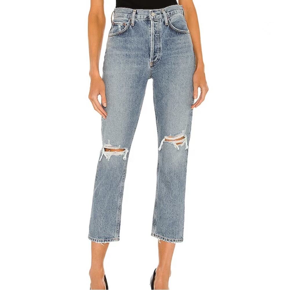 Agolde Riley High Rise Straight Crop in Escalate Size: 29